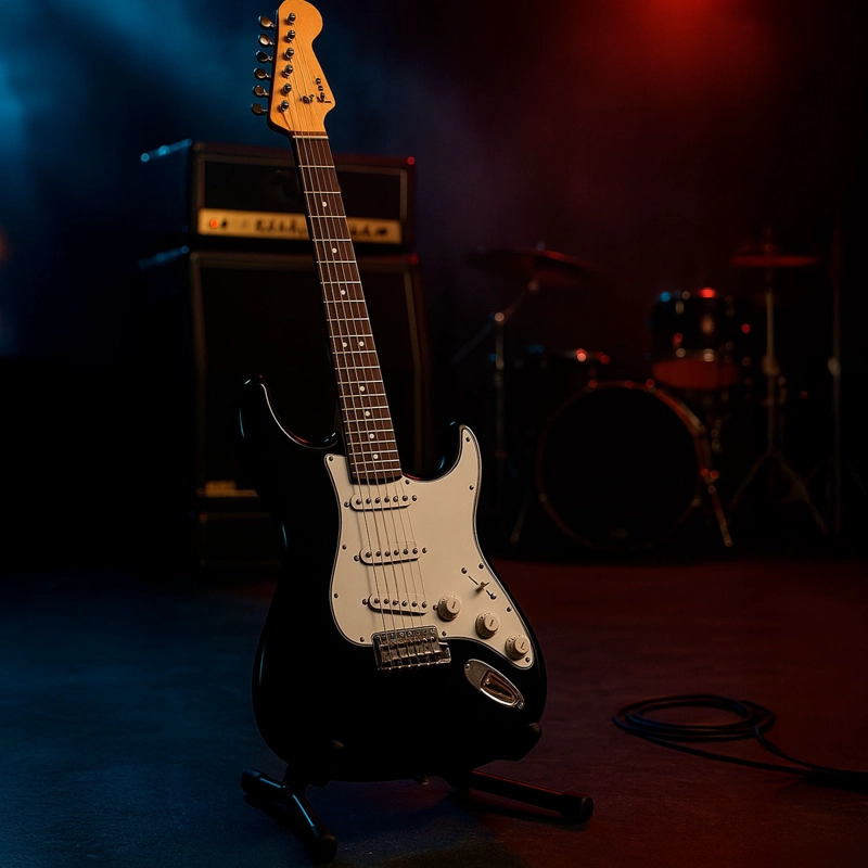 GUITARRA ELECTRICA CON AMPLIFICADOR AUDIOTEK COLOR NEGRO - 2