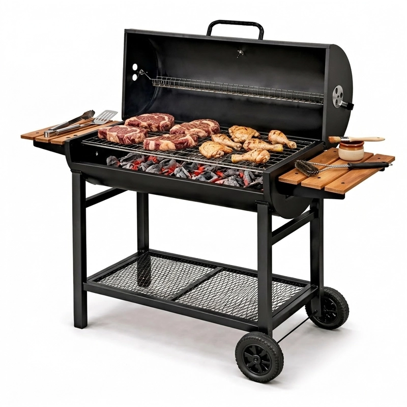 PARRILLA A CARBON ASADOR BBQ QUINCHO GRILL 70CM MOVIL RUEDAS - 3