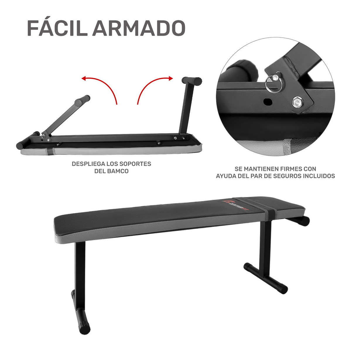BANCO PLANO PLEGABLE PARA PESAS Y EJERCICIO  CENTURFIT - 2