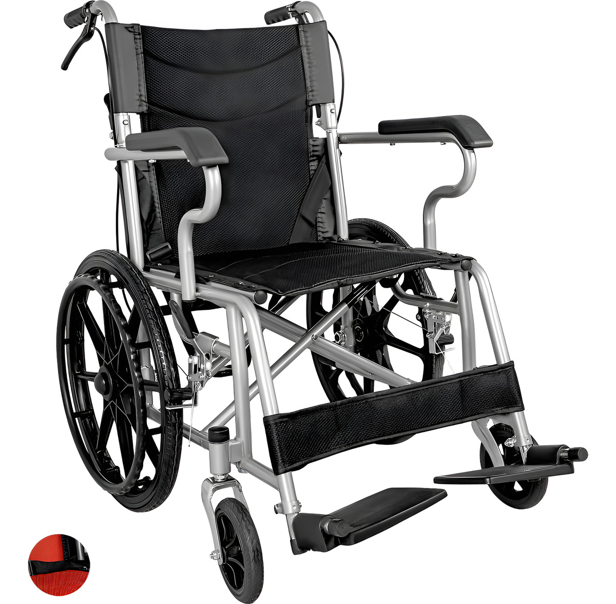 SILLA RUEDAS PLEGABLE NANOFORT ALUMINIO LIGERA PREMIUM CON FRENO - 1