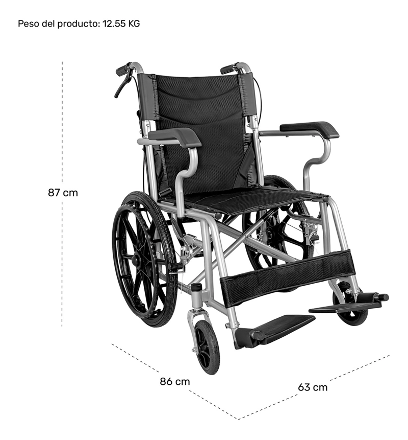 SILLA RUEDAS PLEGABLE NANOFORT ALUMINIO LIGERA PREMIUM CON FRENO - 7