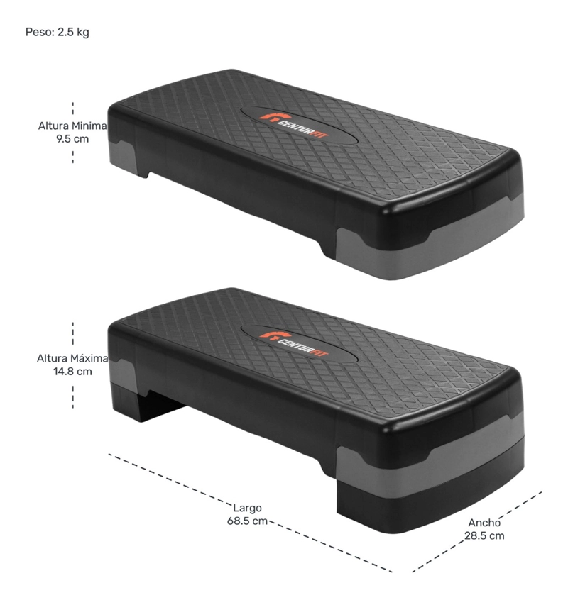 STEP AEROBICO REGULABLE AJUSTABLE CENTURFIT ANTIDESLIZANTE 2 NIVELES - 6