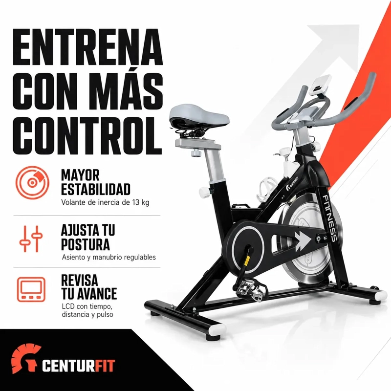 BICICLETA CENTURFIT ESTATICA SPINNING INERCIA 13 KG HOME FITNESS PRO - 4
