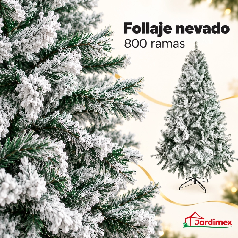 ARBOL DE NAVIDAD NEVADO 210CM FRONDOSO 800 RAMAS JARDIMEX - 4