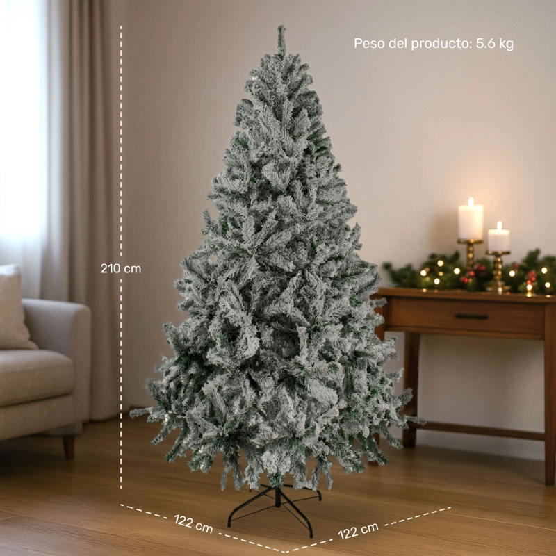 ARBOL DE NAVIDAD NEVADO 210CM FRONDOSO 800 RAMAS JARDIMEX - 6