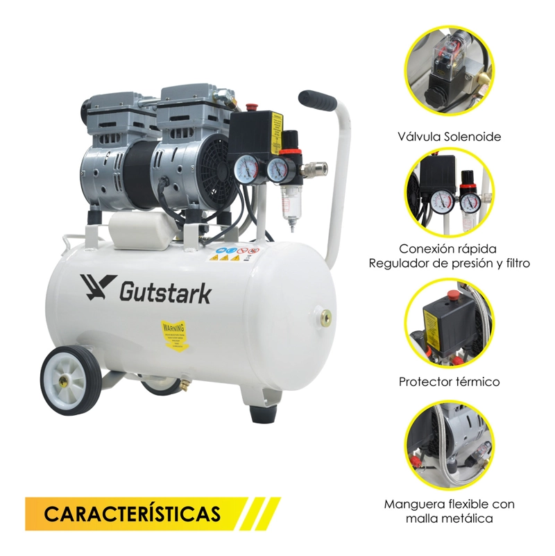 COMPRESOR DE AIRE LIBRE DE ACEITE SILENCIOSO 25LTS 1HP 220V DENTAL - 2