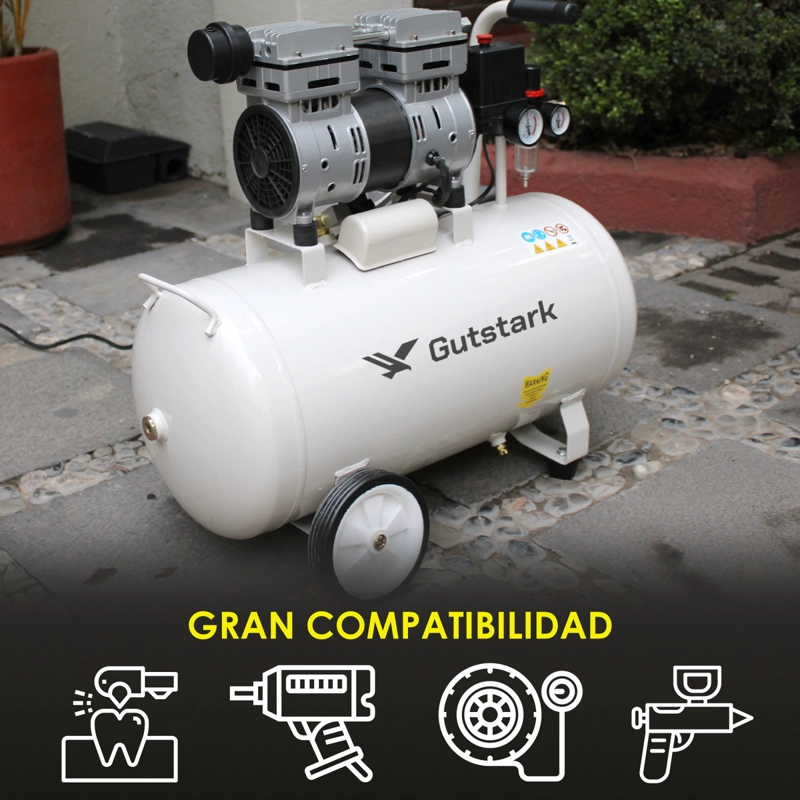 COMPRESOR DE AIRE LIBRE DE ACEITE SILENCIOSO 25LTS 1HP 220V DENTAL - 5