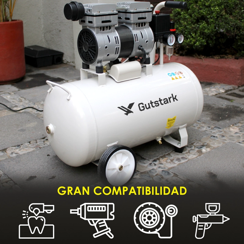 COMPRESOR GUTSTARK DE AIRE SILENCIOSO 50L 1HP LIBRE DE ACEITE - 5