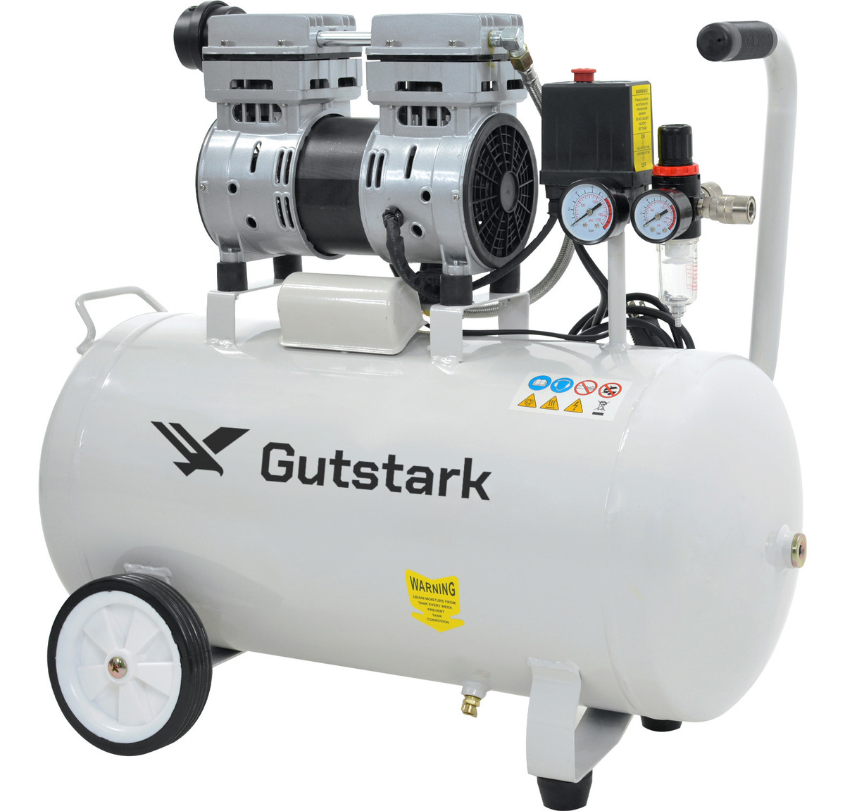 COMPRESOR GUTSTARK DE AIRE SILENCIOSO 50L 1HP LIBRE DE ACEITE - 6