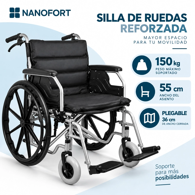 SILLA DE RUEDAS TODO TERRENO USO RUDO ACERO  200KG - 6