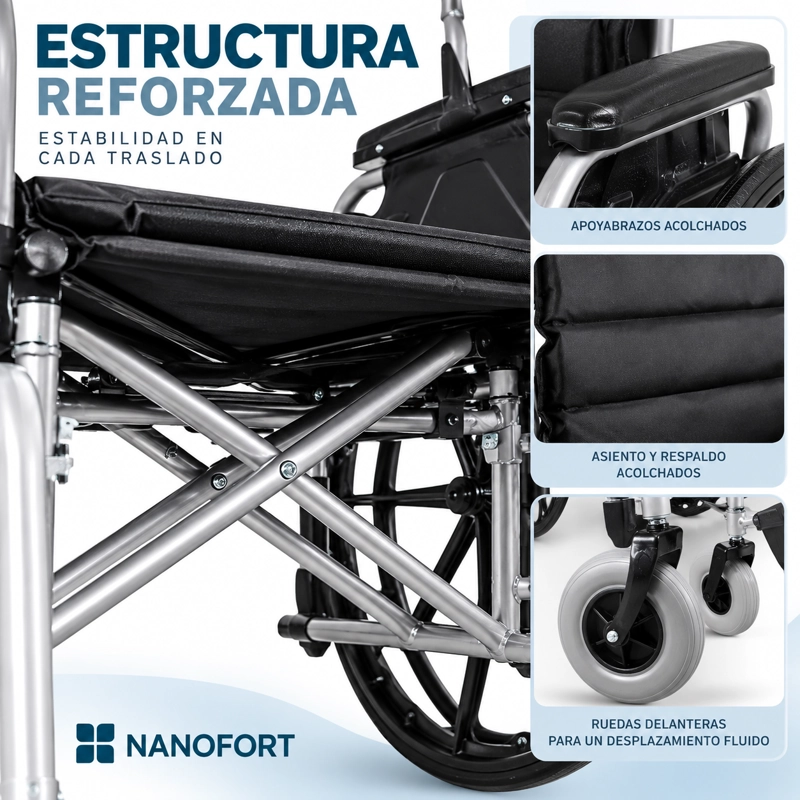SILLA DE RUEDAS TODO TERRENO USO RUDO ACERO  200KG - 7