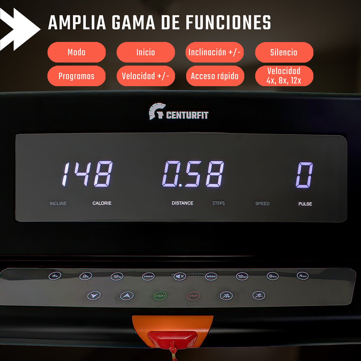TROTADORA ELECTRICA CENTURFIT 14.8 KM/H PREMIUM INCLINACION AUT 28 NIV - 6