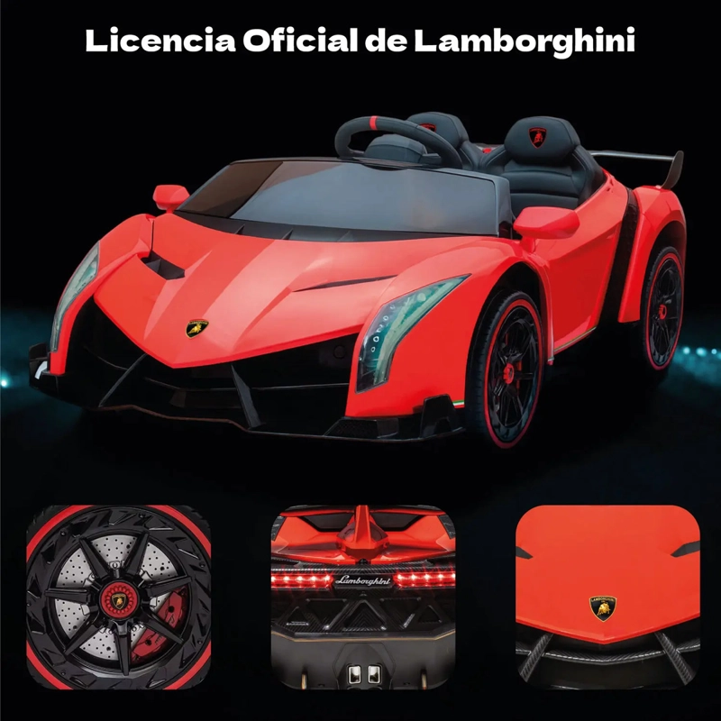 Auto Eléctrico Infantil Tipo Lamborghini 12V Control Remoto Luces Sonido MP3 Niños - 5