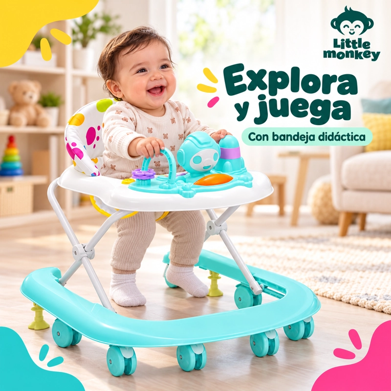ANDADOR LITTLE MONKEY MUSICAL CON LUZ INTERACTIVO PLEGABLE 4 POSICIONES - 6