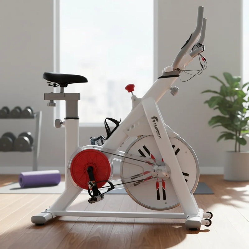 BICICLETA ESTATICA FIJA SPINNING 8KG EJERCICIO CARDIO BLANCO - 2