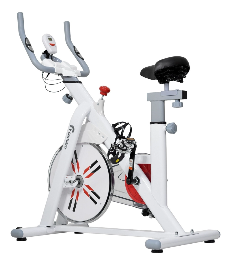 BICICLETA ESTATICA FIJA SPINNING 8KG EJERCICIO CARDIO BLANCO - 5