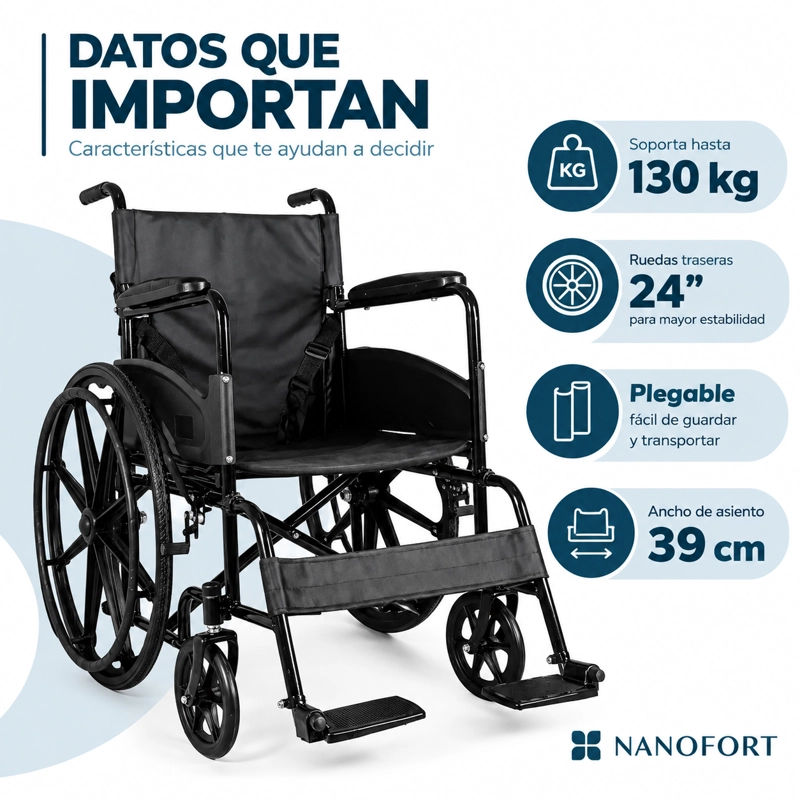 SILLA DE RUEDAS TODO TERRENO 24 PULGADAS ANCHO ASIENTO 48CM ACERO - 3