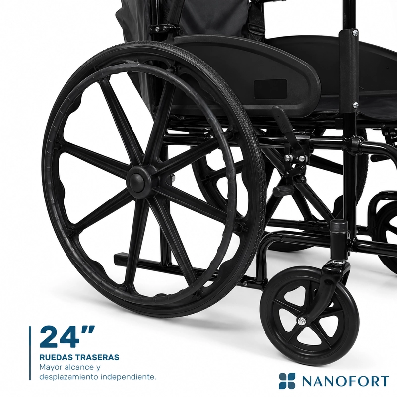 SILLA DE RUEDAS TODO TERRENO 24 PULGADAS ANCHO ASIENTO 48CM ACERO - 4