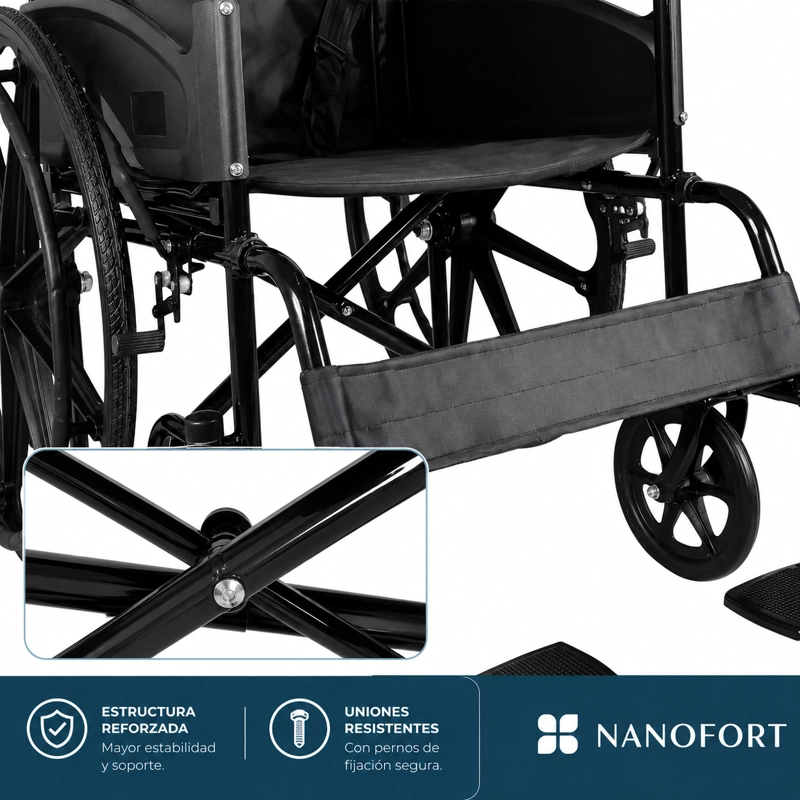 SILLA DE RUEDAS TODO TERRENO 24 PULGADAS ANCHO ASIENTO 48CM ACERO - 5