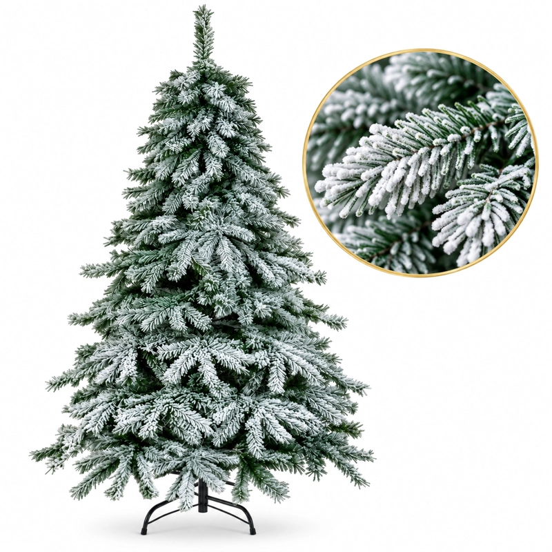 ARBOL DE NAVIDAD NEVADO PINO FRONDOSO CON RAMAS ESCARCHADAS 210CM ALTURA - 1