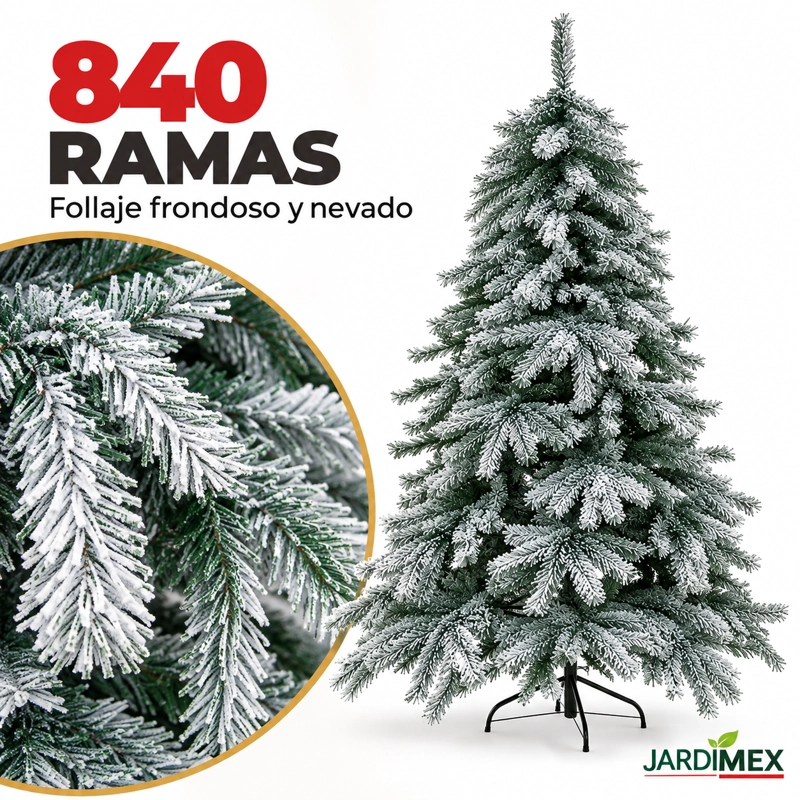 ARBOL DE NAVIDAD NEVADO PINO FRONDOSO CON RAMAS ESCARCHADAS 210CM ALTURA - 3