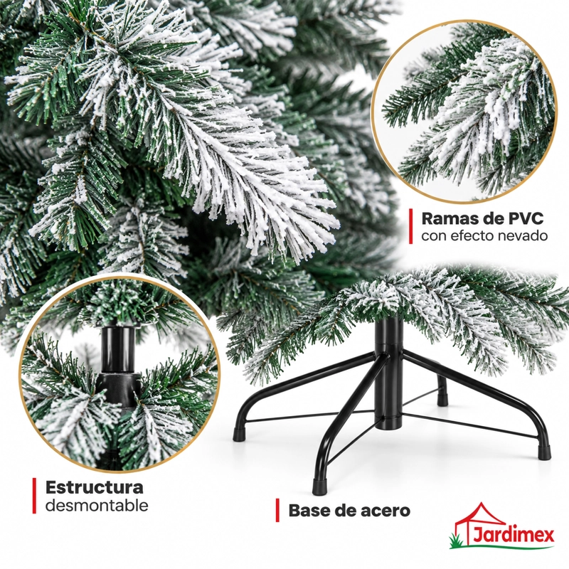ARBOL DE NAVIDAD NEVADO PINO FRONDOSO CON RAMAS ESCARCHADAS 210CM ALTURA - 4