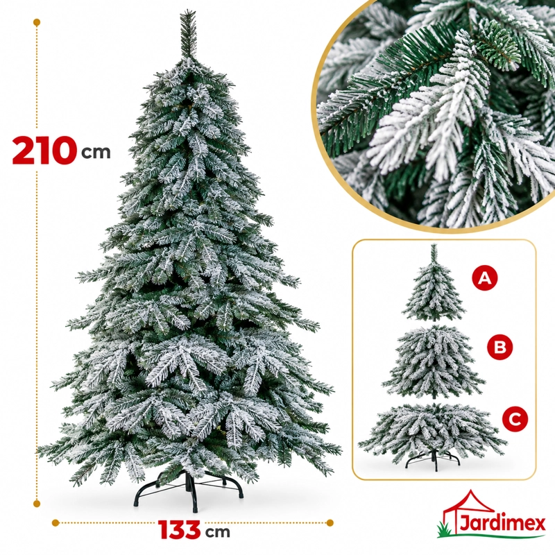 ARBOL DE NAVIDAD NEVADO PINO FRONDOSO CON RAMAS ESCARCHADAS 210CM ALTURA - 5