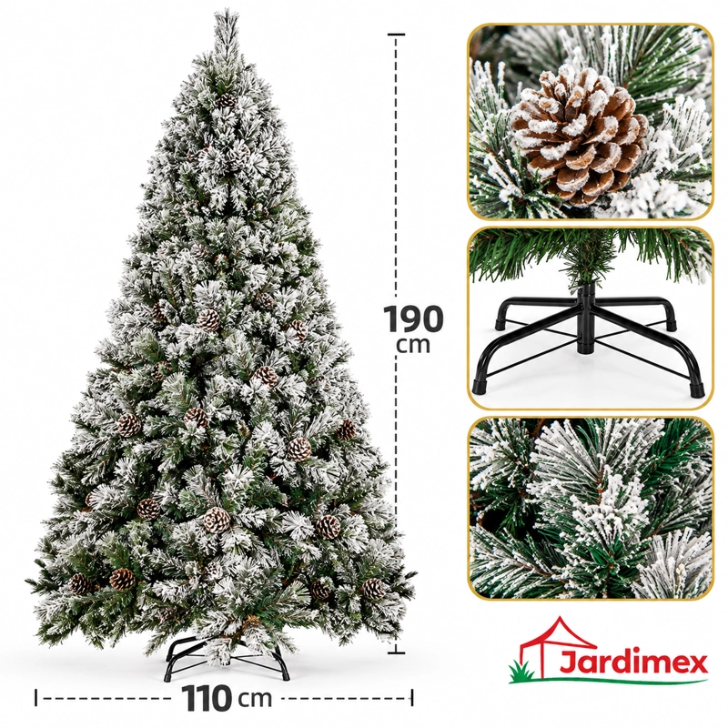 ARBOL NAVIDAD NEVADO CON PIÑAS 1.90 M 1256 RAMAS JARDIMEX - 3