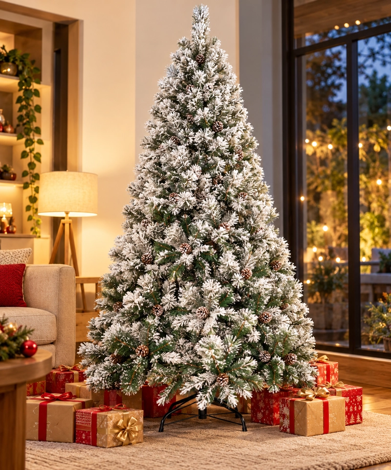 ARBOL NAVIDAD NEVADO CON PIÑAS 1.90 M 1256 RAMAS JARDIMEX - 6