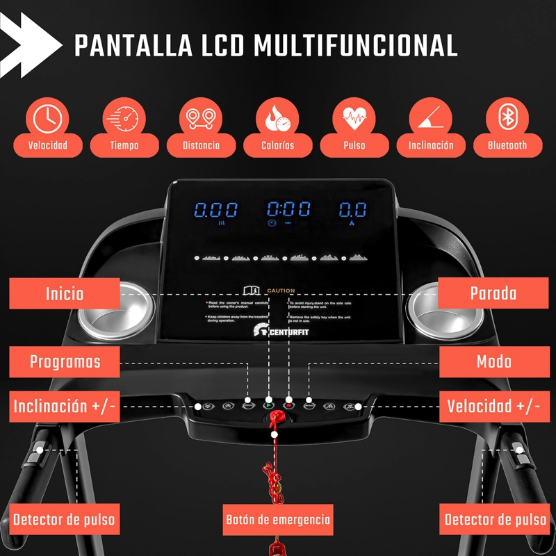 TROTADORA ELECTRICA PLEGABLE CENTURFIT 12KM/H TOUCH BLUETOOTH APP - 3