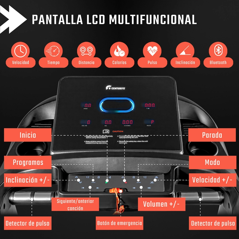 TROTADORA ELECTRICA PRO CENTURFIT 18KM/H 4.2 HP 15NIV AUTOINCLINACION - 2