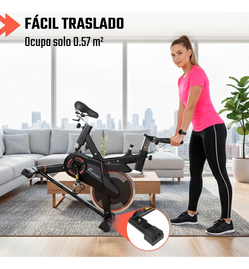 BICICLETA CENTURFIT SPINNING ESTATICA FIJA FITNESS MONITOR CARDIACO - 6