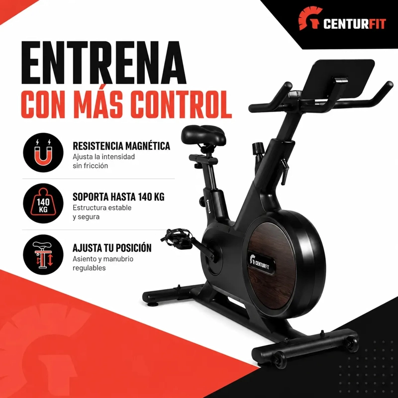 Bicicleta Spinning Magnetica Centurfit 6kg Silenciosa Estatica Disco De Resistencia Color Negro - 3