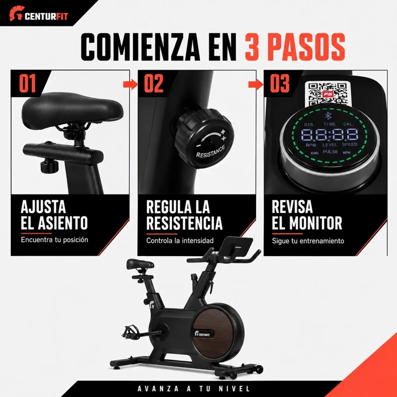 Bicicleta Spinning Magnetica Centurfit 6kg Silenciosa Estatica Disco De Resistencia Color Negro - 6