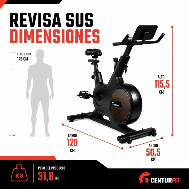 Bicicleta Spinning Magnetica Centurfit 6kg Silenciosa Estatica Disco De Resistencia Color Negro - 7