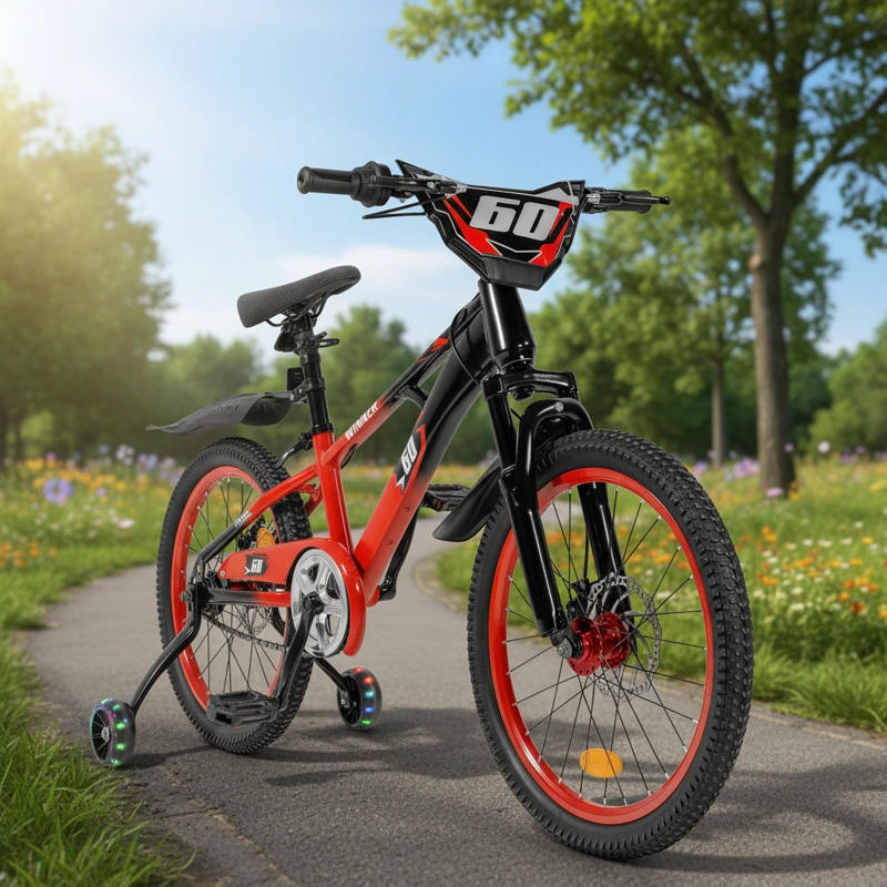 BICICLETA LITTLE MONKEY NIÑOS INFANTIL ARO 20 BICI COLOR ROJO LUCES LED - 2