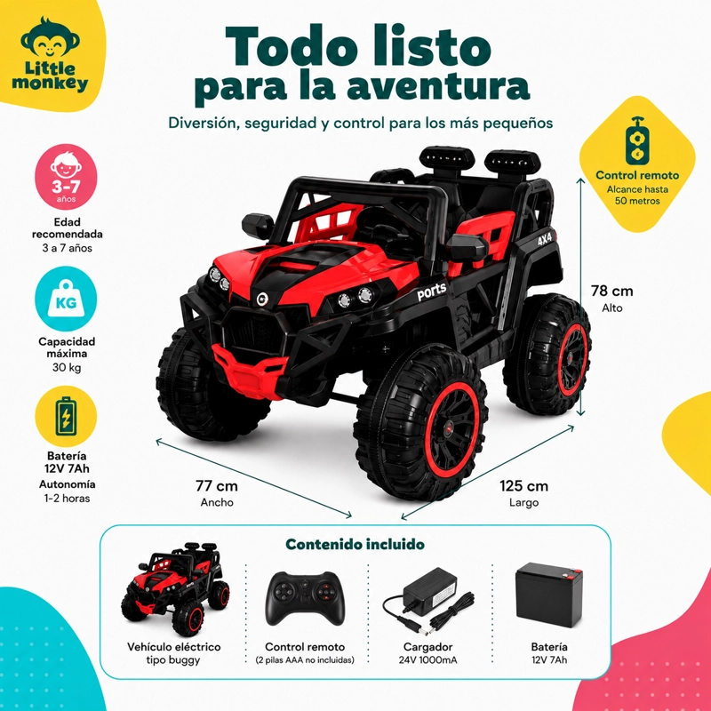 BUGGY MONTABLE COFRE COLOR ROJO METALICO - 3