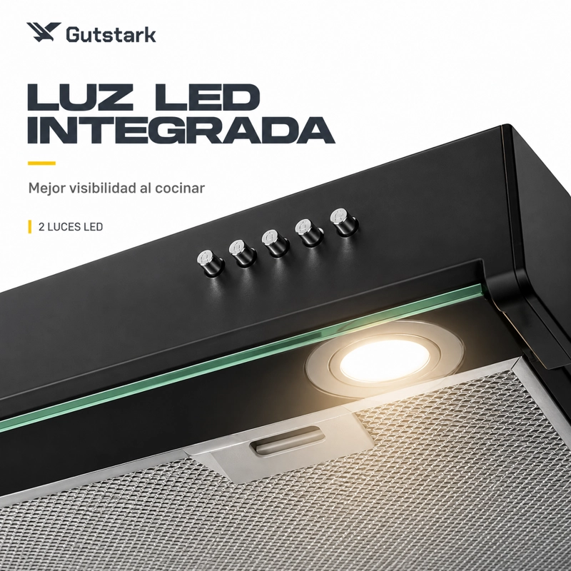 CAMPANA EXTRACTORA SLIM GUTSTARK NEGRA 60 CM CON 3 VELOCIDADES Y LUZ LED - 3