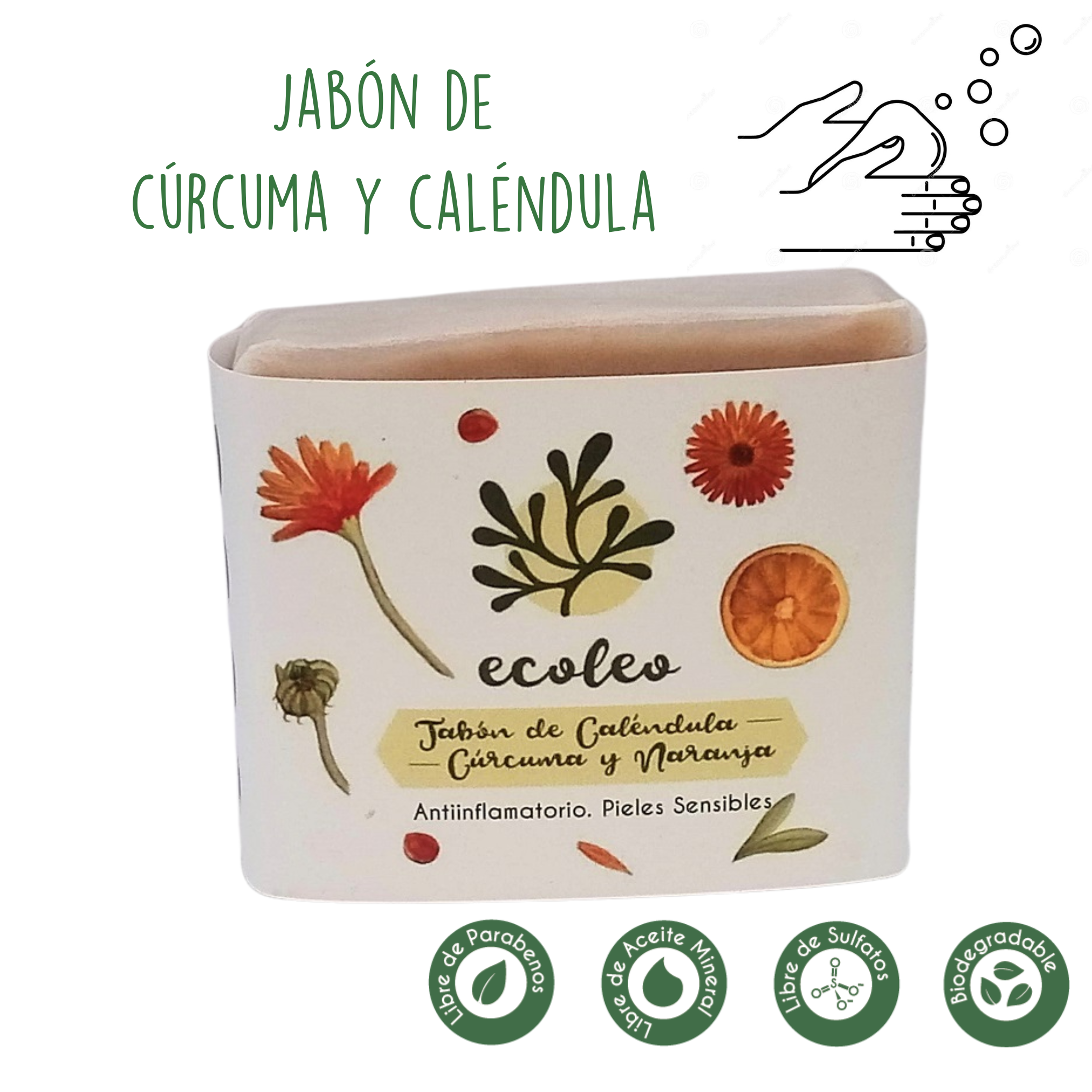 JABÓN CUERPO ECÓLEO CÚRCUMA Y CALÉNDULA NARANJA 100 GR - 1