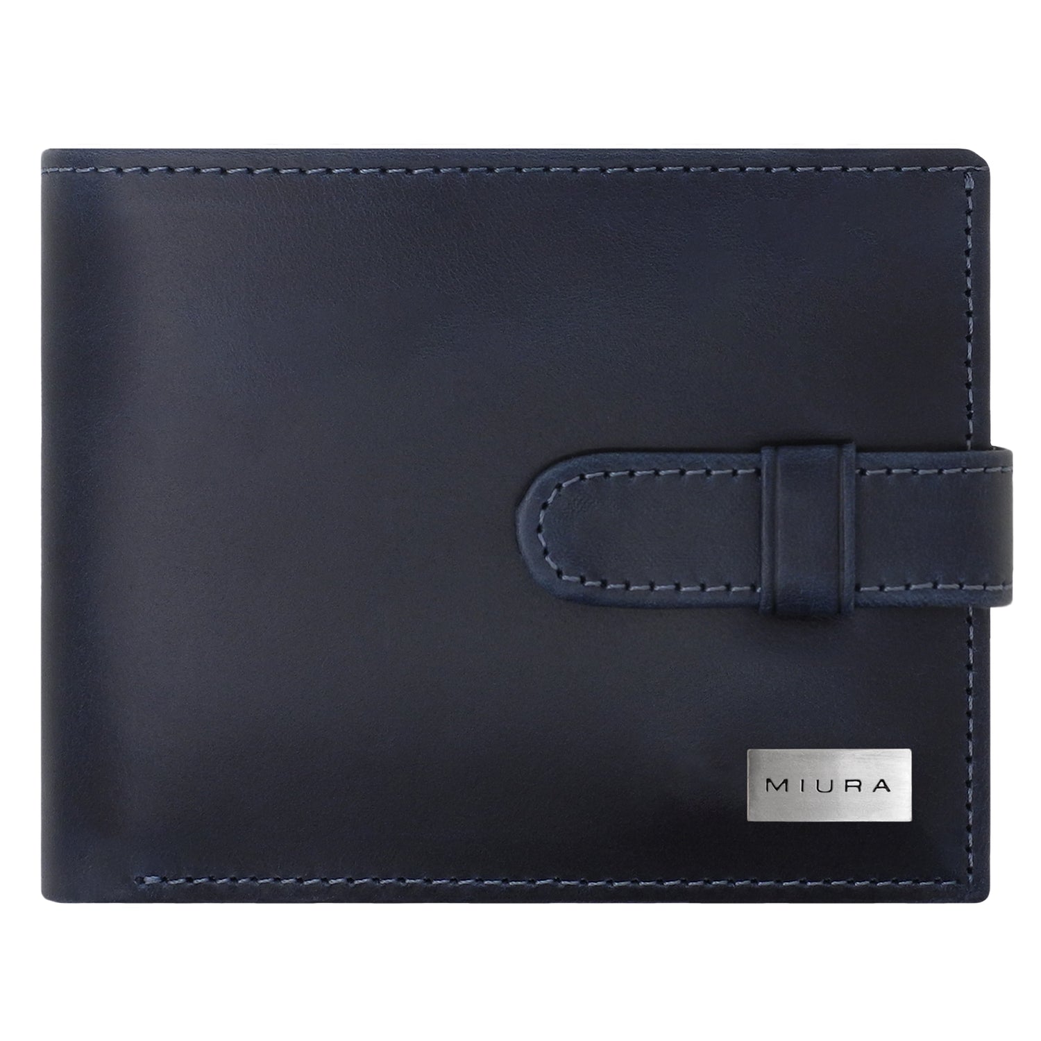 BILLETERA DE CUERO NATURAL MOD. DONATO MIURA CON PROTECCION RFID Azul