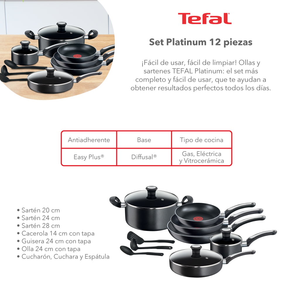 BATERIA DE COCINA ANTIADHERENTE PLATINUM NEGRO 12 PCS - 3