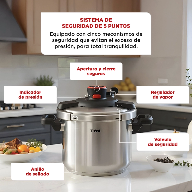 OLLA A PRESION CLIPSO ACERO INOXIDABLE 7,6 LTS. TEFAL - 3