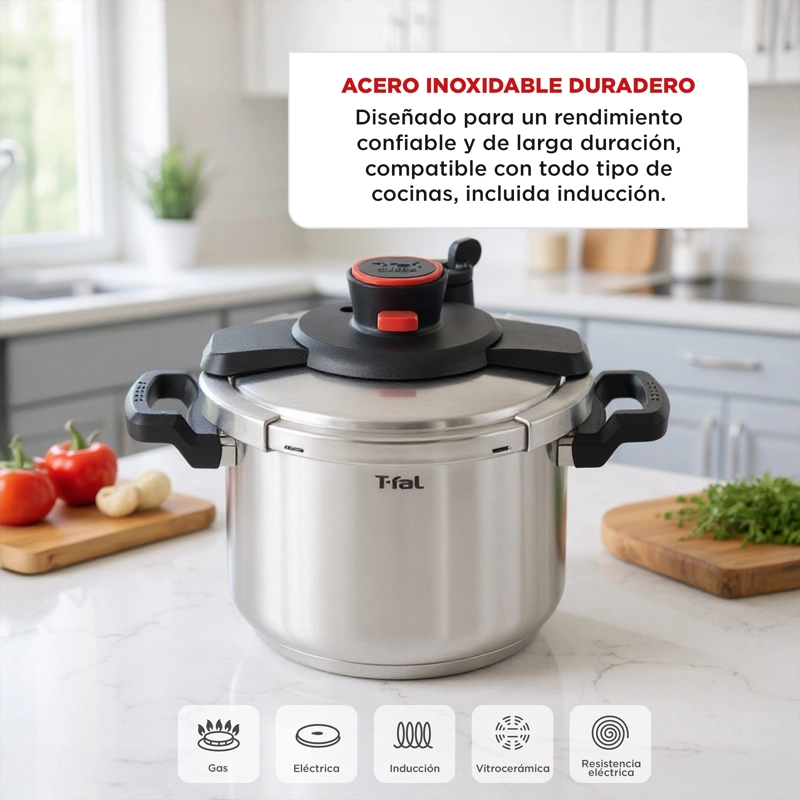 OLLA A PRESION CLIPSO ACERO INOXIDABLE 7,6 LTS. TEFAL - 8
