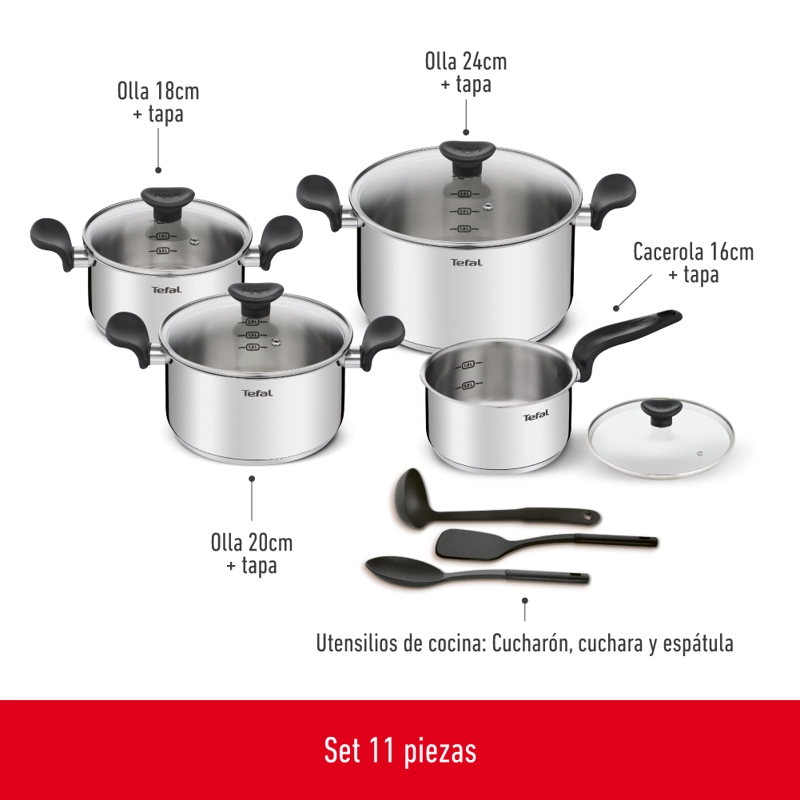 BATERIA DE COCINA ACERO INOXIDABLE PRIMARY 11 PIEZAS - 4