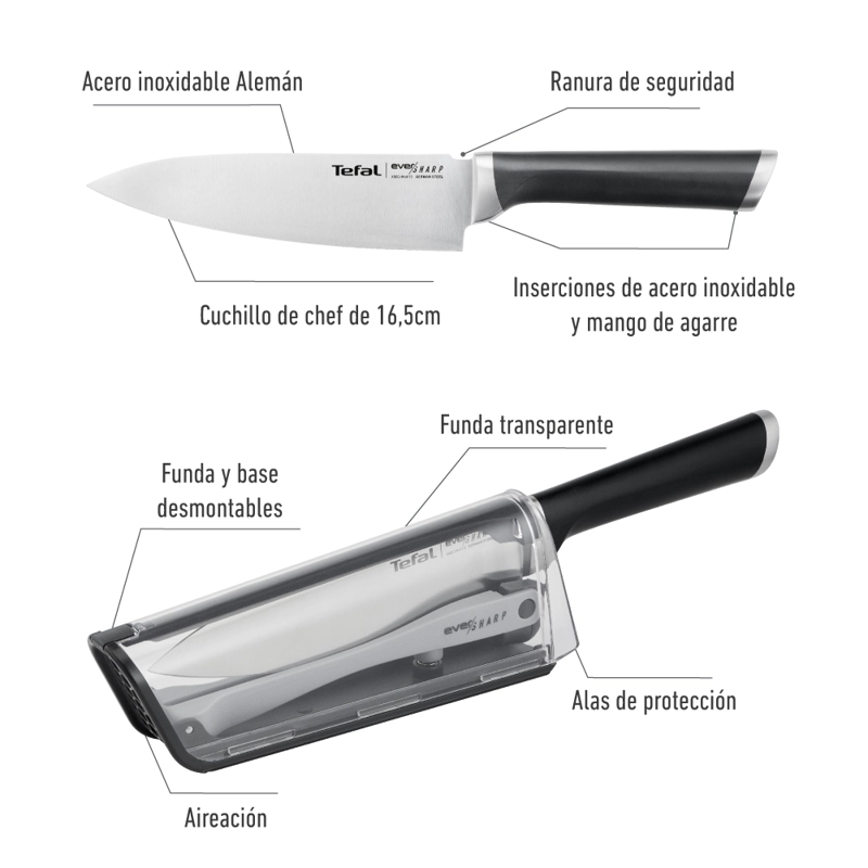 EVERSHARP CUCHILLO CON AFILADOR TEFAL - 2