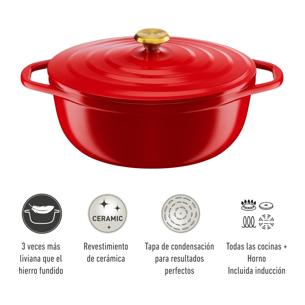 COCOTTE OVALADA 30X23CM ROJA TEFAL - 6