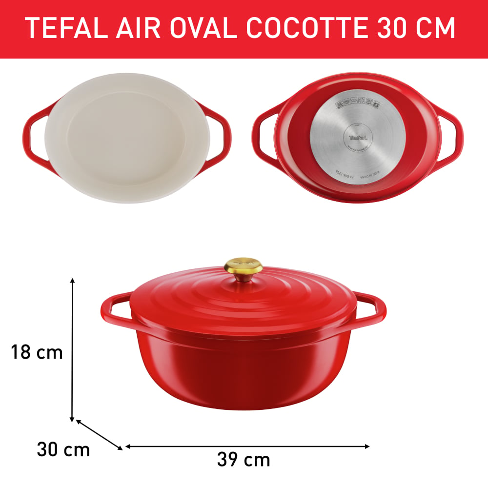 COCOTTE OVALADA 30X23CM ROJA TEFAL - 8