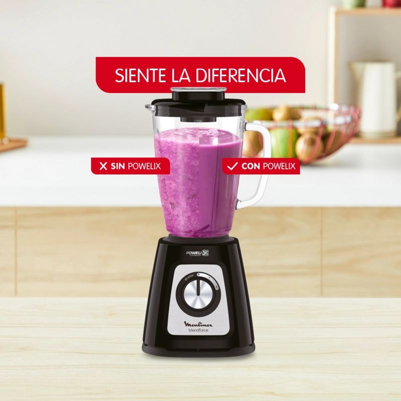 LICUADORA MOULINEX BLENDFORCE NEGRA 2V + PULSE 800W - 4