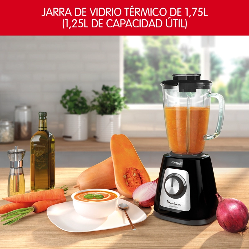 LICUADORA MOULINEX BLENDFORCE NEGRA 2V + PULSE 800W - 5