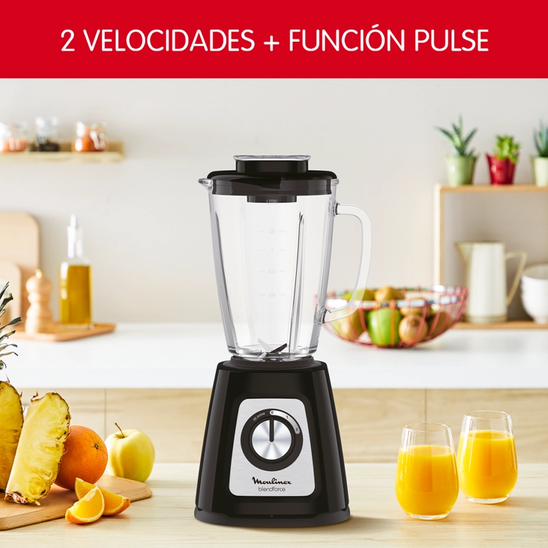 LICUADORA MOULINEX BLENDFORCE NEGRA 2V + PULSE 800W - 6